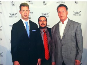 Denny (Centre) with his coach JT Foxx and "Arnie"